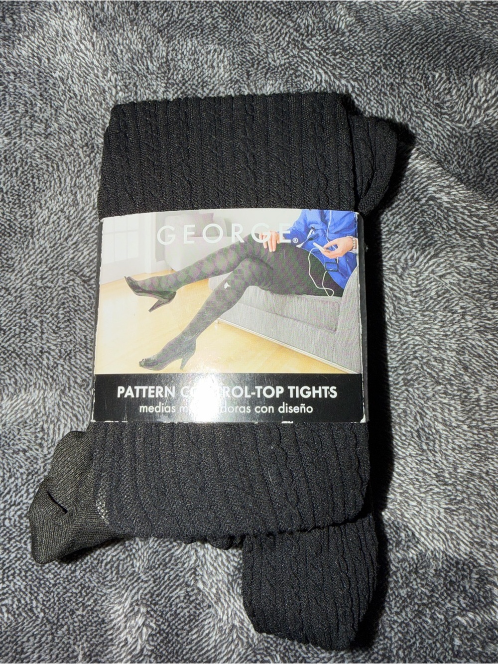 George Black Pattern Control-Top Tights